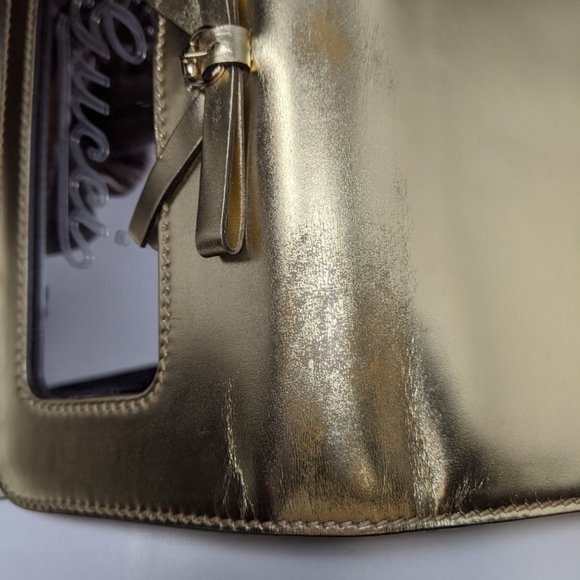 authentic GUCCI Leather Clutch Metallic Gold - Picture 9 of 9
